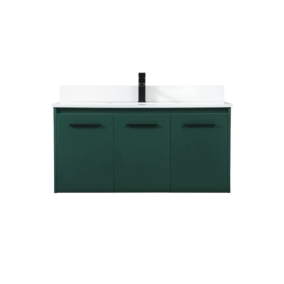 Elegant Decor Penn 40" MDF Single Bathroom Vanity with Backsplash in Green