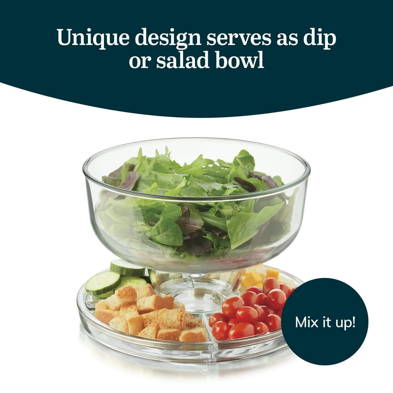 Libbey Selene 6-in-1 Multi-function Glass Cake Stand with Dome Lid