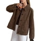thumbnail image 3 of Chaqueta de Gamuza Sintética Estilo Boyfriend para Mujer, Otoño e Invierno, Abrigo Informal con Solapa y Botones, Ropa de Moda Marrón L, 3 of 9