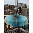 thumbnail image 2 of Outdoor Tablecloth with Umbrella Hole for Patio/Picnic/Party/Camping, Turquoise Yellow Ombre Waterproof Table Cloth Round Cover Washable, Farmhouse Modern Gradient Art (Dia 54"), 2 of 8