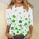 thumbnail image 4 of RKSTN 3/4 Length Sleeve Womens Tops Oversized Crewneck St Patricks Day Lucky Shamrocks Graphic Print T Shirt Womens Casual Plus Size Round Neck Loose Irish Festivities Three Quarter Sleeve Shirt, 4 of 6