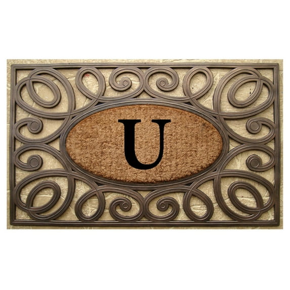 First Impression Elegant Circles Monogrammed Outdoor Door Mat