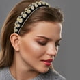 thumbnail image 3 of Unique Bargains Bling Rhinestone Headband  Double-layered Rhinestone Gold Tone Flannel Wide Edge Headband 5.71"x1.30", 3 of 7