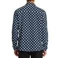 thumbnail image 3 of Camisa de vestir de manga larga de botones para hombre Lars Amadeus con estampado de lunares, color azul oscuro, 3 of 7