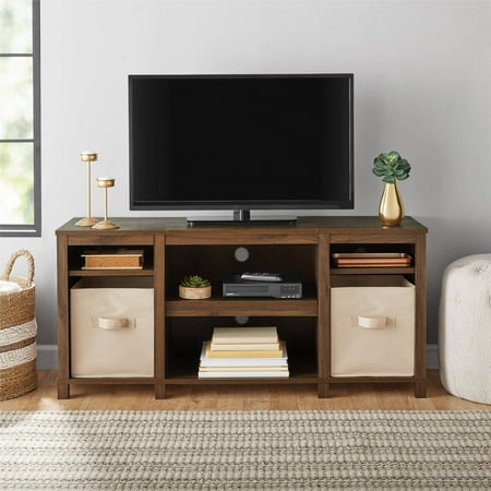 Mainstays Parsons Cubby TV Stand, for TVs up to 50”, Multiple (Best Size Tv To Mount Over Fireplace)