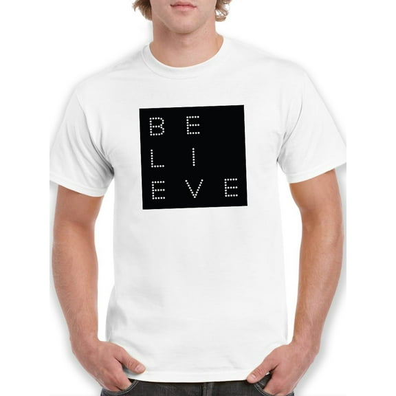 Believe Night Lights Graphic Men White T-Shirt, Male Large