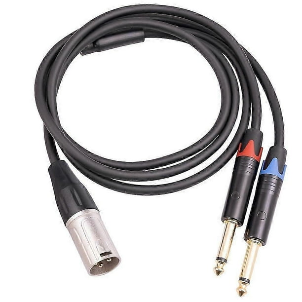 TRS 1/4 In to XLR Cable XLR 3Pin Male to Dual- Quarter Inch Male XLR to 6.35mm