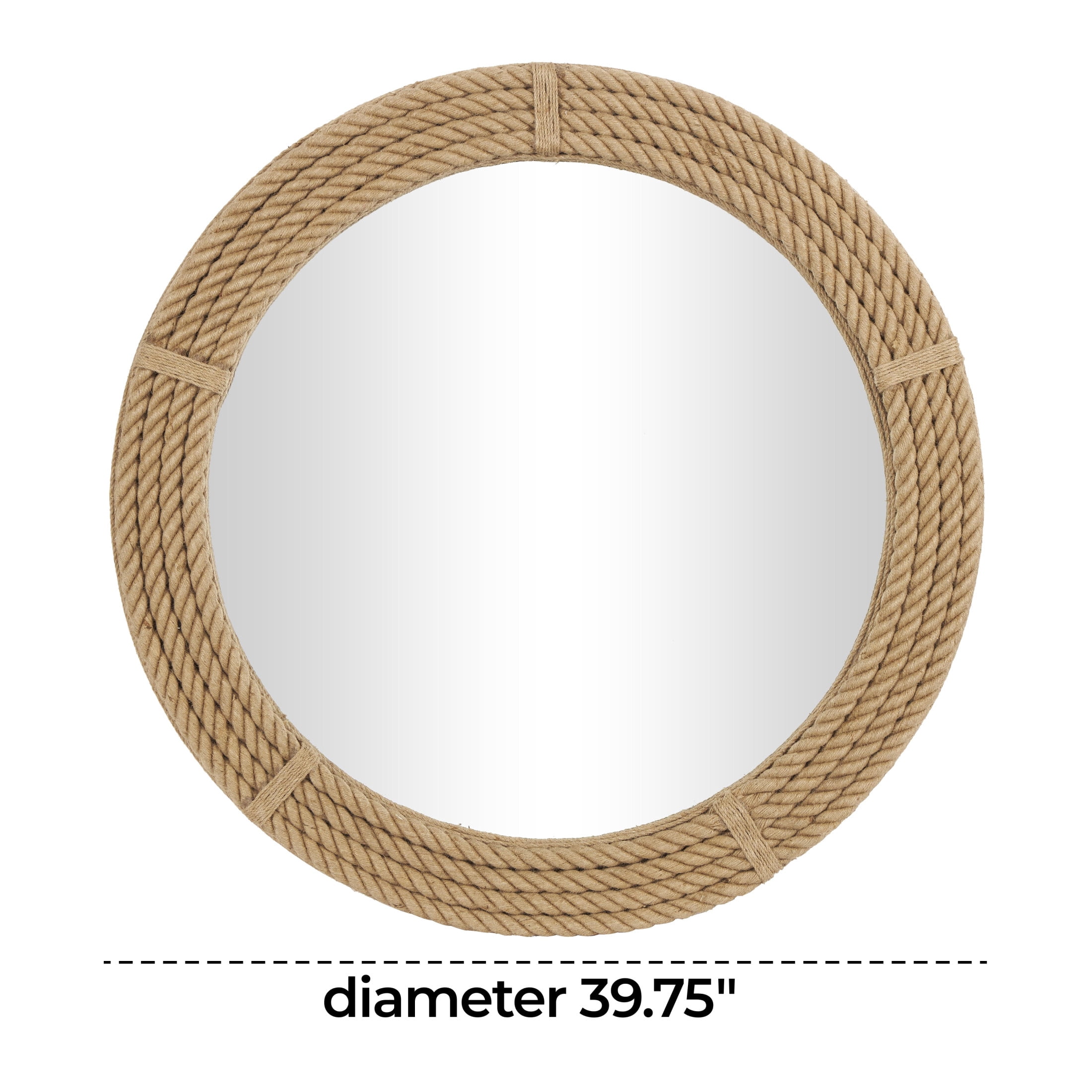 DecMode 40" x 40" Brown Rope Wall Mirror