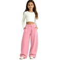 thumbnail image 3 of Landzoo Little Girls Active Pants Curved Leg Sweatpants With Pockets Fall Casual Kid Girls Baggy Trousers, 3 of 6