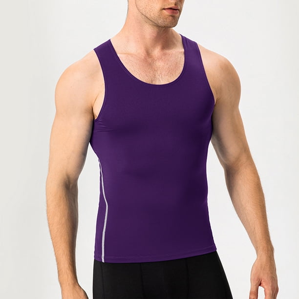 Camiseta de tirantes de cuello redondo para hombre, color liso, moderna, para ocio, fitness, deportiva, ajustada.