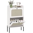 thumbnail image 1 of HOMCOM Shoe Cabinet with 2 Flip Drawers, Boho Narrow Shoe Rack, White, 1 of 10