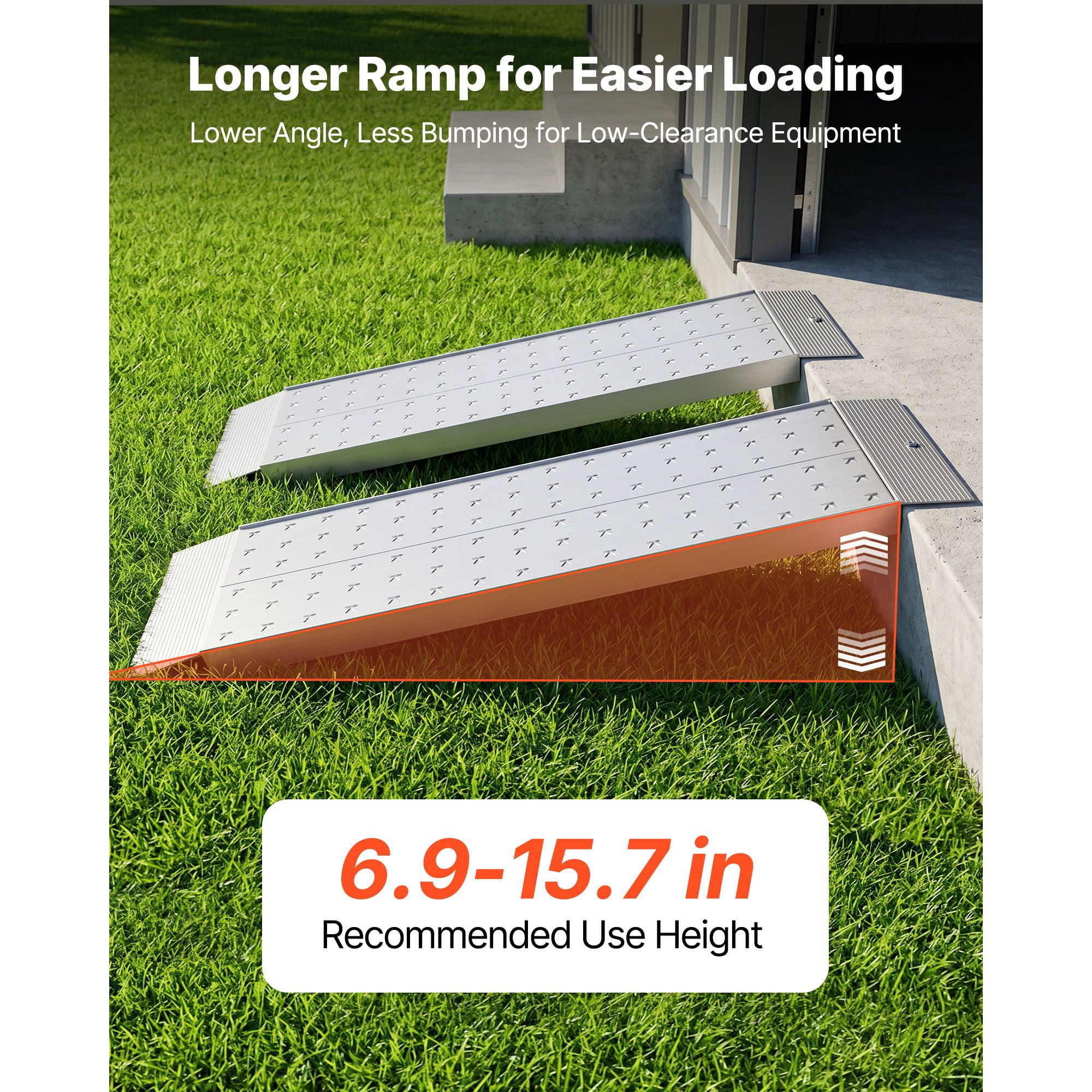 Aluminum Trailer Ramps, 2PCS 55 x 12 in, Heavy-Duty ATV Ramp Set with Anti-Slip Plates, 3000LBS Combined Capacity Loading Ramps for Motorcycles, Lawn Mowers, Farm Tractors, Carts