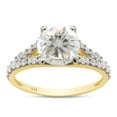 thumbnail image 2 of 1 3/4 Carat Center 7 MM Round Cut Lab Created Moissanite Diamond Split Shank Engagement Ring For Women In 14K Yellow Gold Over Sterling Silver(G-H Color,VVS1 Clarity, 1.75 Cttw)-4.5, 2 of 6