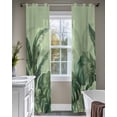 thumbnail image 4 of Palm Leaves Tropical Sheer Curtains 63 Inch Length 2 Panels Set for Living Room/Bedroom, Green Botanical Summer Green Ombre Kitchen Curtains Grommet Semi-Sheer Curtains Window Treatments 42"x63"x2, 4 of 7