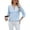 Blue, variant on Women's Tops Dressy Casual V Neck Rolled Up 3/4 Sleeve Hollow Out Lace Embroidered Blouses Shirts (S, Black)