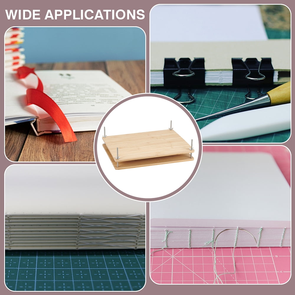 Rectangle Bamboo Portable Book Press Bookbinding Tool for Handmade Paper Press BurlyWood 373x288x8.5mm Hole: 5.5mm for DIY