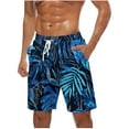 thumbnail image 2 of Simua Men's Tropical Leaf Print Swim Trunks | Elastic Waist Drawstring Pockets For Spring Summer Beach Casual, 2 of 5