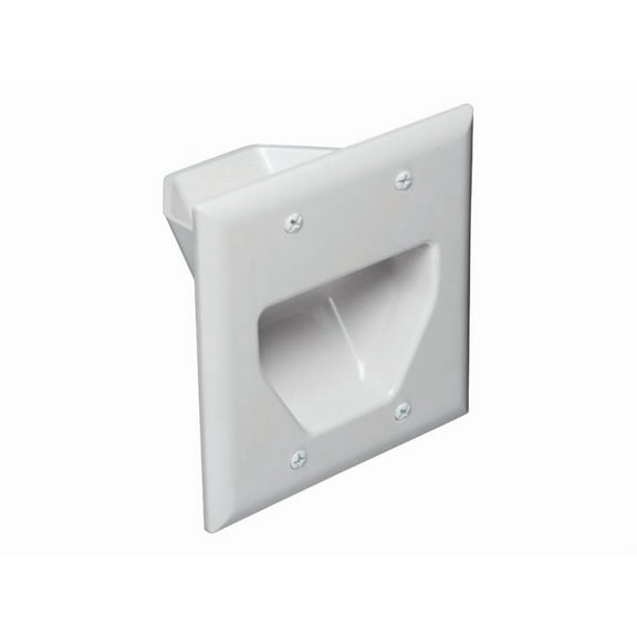 Monoprice 2-Gang Recessed Low Voltage Cable Wall Plate - Lite Almond