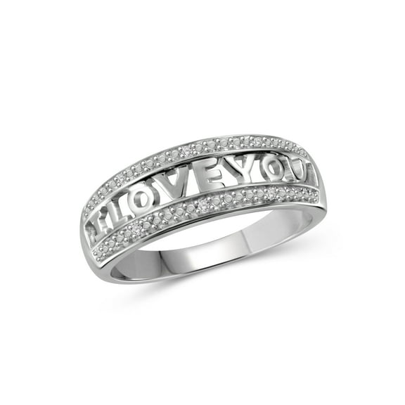 JewelersClub 0.925 Sterling Silver Accent White diamond I Love You Ring for Women | Diamonds for Everyday Womens Wear
