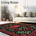 thumbnail image 2 of ODIKA 3'x5' Machine Washable Non-Slip Area Rug, Holiday Carriage with Cherry Harvest and Interlocking Fir Branches High Traffic Rug, Black, 650534, 2 of 7
