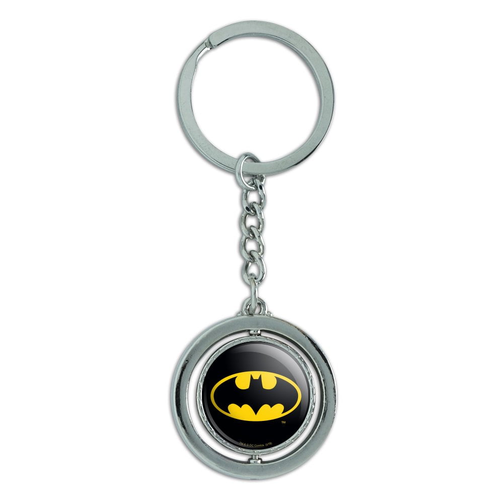 Batman Classic Bat Shield Logo Keychain Spinning Round Chrome Plated ...