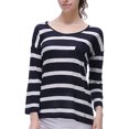 thumbnail image 3 of Richie House Women's Long sleeve striped linen pullover RH2025-B-XS, 3 of 6