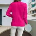 thumbnail image 4 of Holzkary Womens Lightweight Cable Knit Trendy Classic Pullover Sweaters Fall Outfits 2025 Fall Solid Round Neck Knit Long Sleeve Sweater Soft Business Casual Knit Jumper Top Pink Xl, 4 of 6