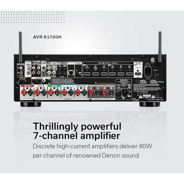 Denon AVR-X1700H, 7.2ch 8K Home Theater Receiver, HEOS Built-in