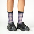 thumbnail image 4 of Sigee Purple Floral Gingham Check Plaid for Premium Children's Socks Unisex School Kids Boys Girls,Soft and Comfy Kids' Socks, 4 of 5