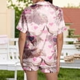 thumbnail image 5 of DHFJKG Pajama For Women Set 2 Piece Short Sleeve Sleepwear Silk Satin Cow Printed Button Up Lapel Shirts Shorts Set Summer Loungewear Cozy Home Clothes, 5 of 5