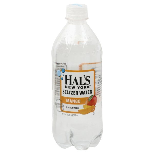 Hal's Mango New York Seltzer Water 20 oz Plastic Bottles Pack of 24