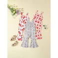 thumbnail image 4 of Aojekbee Toddler Girl Bell Bottom Jumpsuit Flower Print Neck Sleeveless Flare Pants Romper Baby Overalls for Summer, 4 of 10