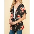 thumbnail image 2 of Made by Johnny Women's Kimono Style Short Sleeve Dolman Cardigan XXXXL BLACK_FLORAL, 2 of 6