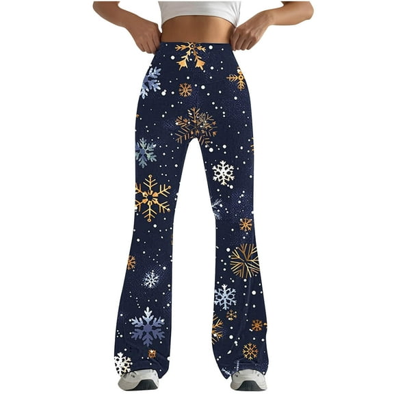 Lenpel Women's Christmas Flare Leggings Soft High Waisted Butt Lifting Bell Bottom Yoga Pants Soft Bootcut Trousers