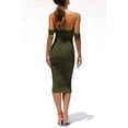 thumbnail image 2 of Vestido PRETTYGARDEN 2025 Midi Fruncido XL Verde Militar con Hombros Descubiertos, 2 of 7
