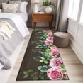thumbnail image 4 of 2'x6' Rug Runners for Hallways Kitchen, Spring Pink Roses Non Slip Entryway Beside Floor Carpet Runner, Pastoral Eucalyptus Leaves Brown Wooden Laundry Room Bedroom Throw Rugs Mat for Family Pet, 4 of 8