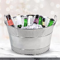 8L Ice Bucket for Parties:Galvanized Tub Beer Drink Cooling Bucket,Champagne Bucket Suitable for Parties, Picnics, Camping Wedding,Ice Bucket for Cocktail Bar,Galvanized Bucket for Freezer (Silver)