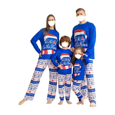 

Christmas Family Matching Pajamas Set Letter Printed Tops Long Pants Holiday Loungewear Sleepwear Set for Adult Kids Baby