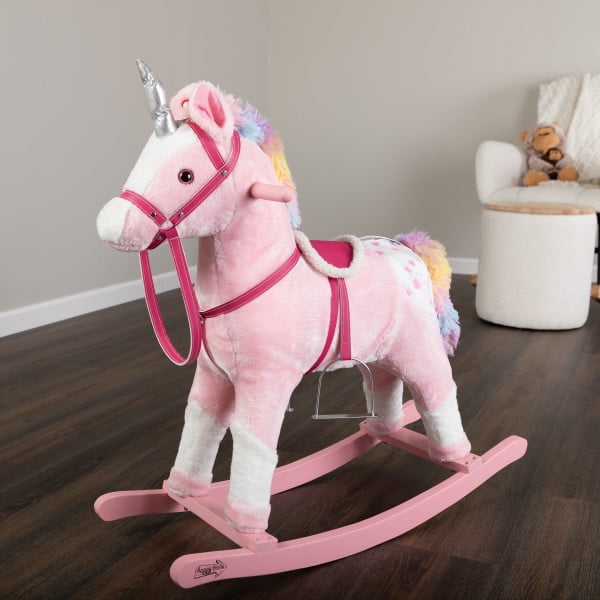 Happy Trails Rocking Horse Wooden Ride On Toy Unicorn