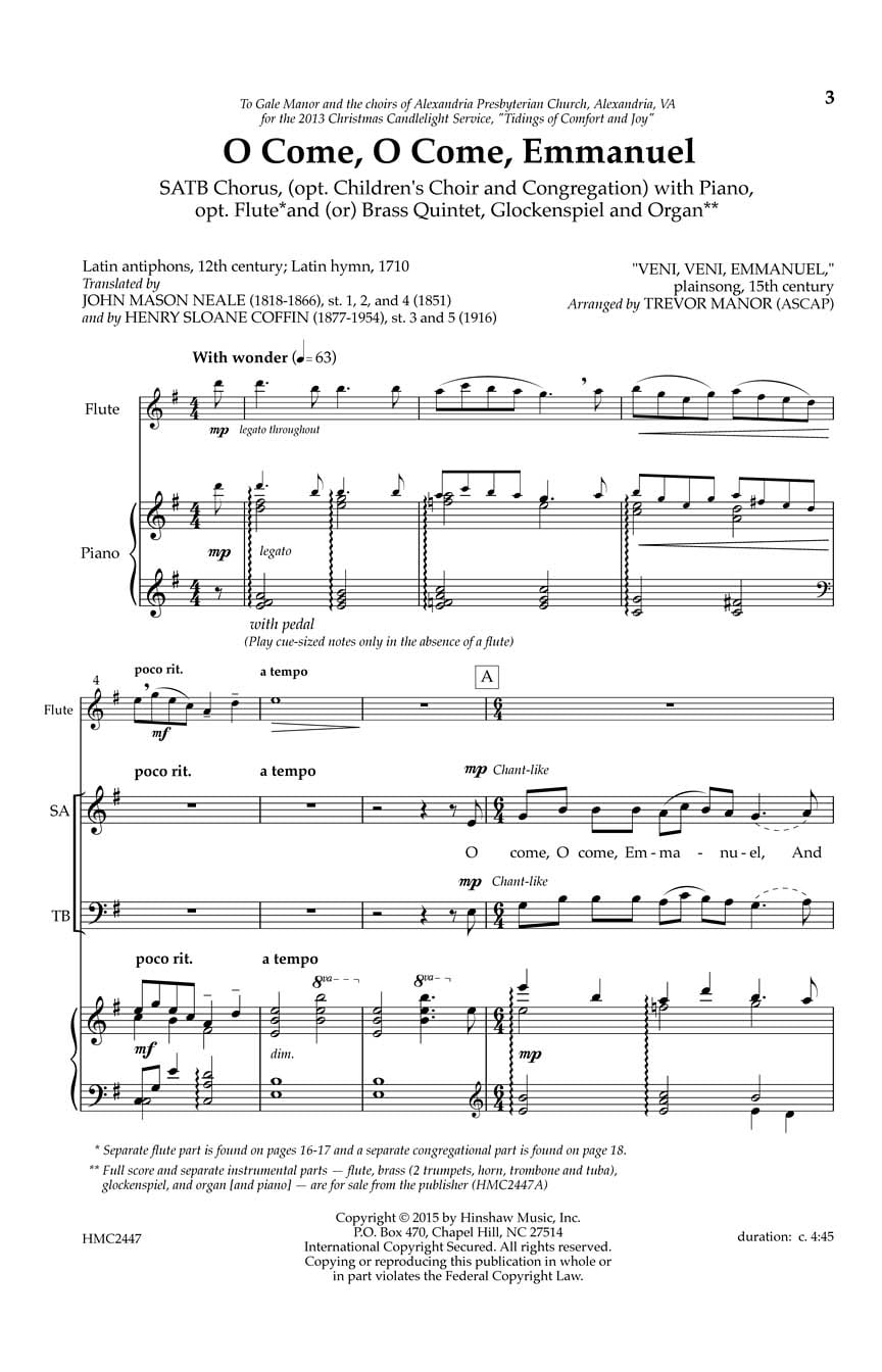 O Come O Come Emmanuel Sheet Music Songbook Walmart Com Walmart Com walmart