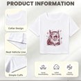 thumbnail image 6 of Womens Short Sleeve Crop Tops Graphic T-Shirts Crew Neck Summer Casual Slim Fitted Screaming Cat Print Crop Tee Tops, 6 of 7