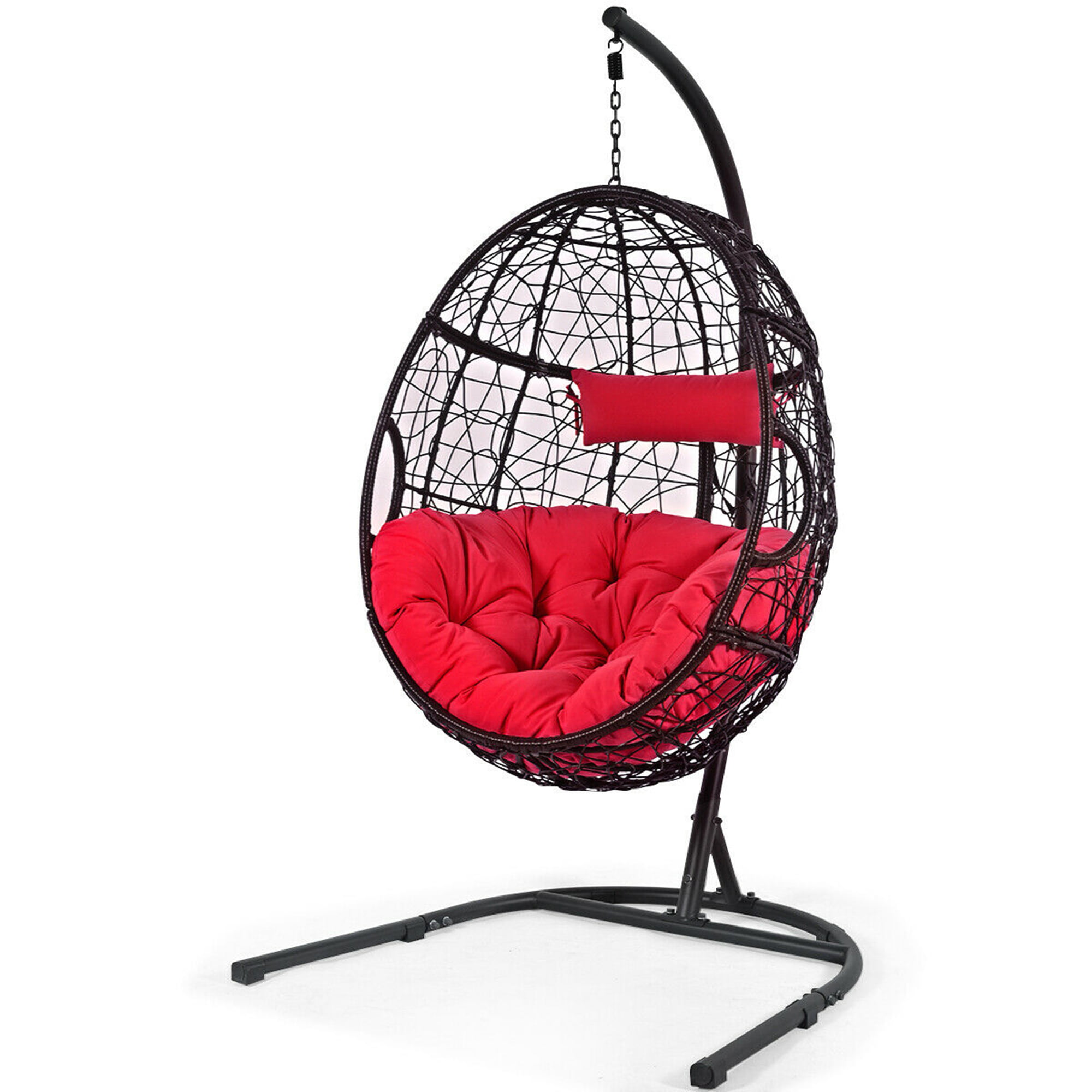 Gymax Hanging Hammock Chair Egg Swing Chair W Red Cushion Pillow Stand Walmart Canada