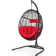 thumbnail image 1 of Gymax Chaise Hamac Suspendue Chaise Balançoire en Forme d'Oeuf avec Coussin et Oreiller Rouges Support, 1 of 10