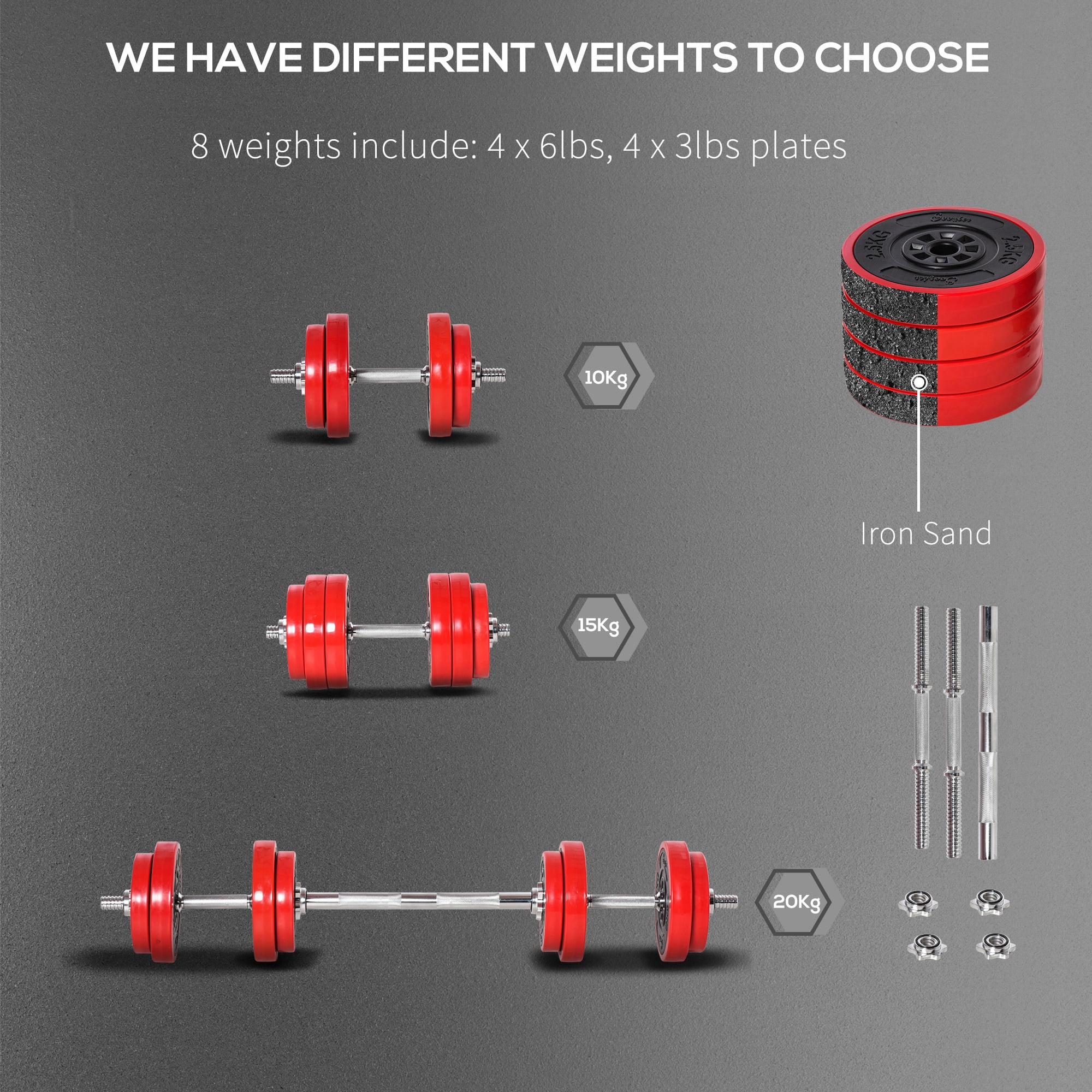 Soozier Adjustable Dumbbell Set, 44 lbs. Free Weight Set, 2-in-1 Adjustable Convertible Barbell, Home Gym Equipment Suitable for Men & Women