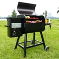 thumbnail image 6 of KingChii Pellet Grill Smoker with Side Shelf, 456 SQ.IN Grill with PID Temperature Control for Outdoor Cooking, BBQ Camping and Patio, Brown, 6 of 12