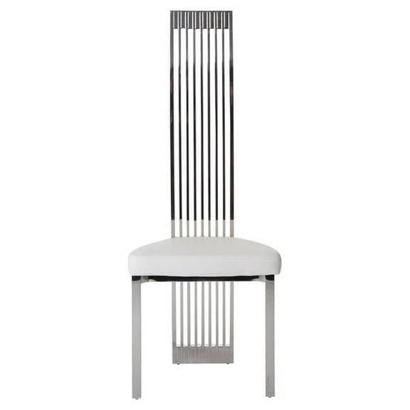 Modrest Elise 18" Modern Stainless Steel & Faux Leather Dining Chair in White