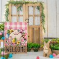 thumbnail image 6 of Welcome Easter Bunny Small Decorative Garden Flag, Cute Rabbit Eggs Flower Pink Plaid Check Yard Lawn Outside Decor, Farmhouse Burlap Outdoor Home Decoration Double Sided 12 x 18, 6 of 6