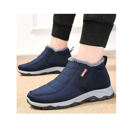 

Harsuny Men s Warm Snow Boots Faux Fur Lined Winter Shoes Anti-Slip Lightweight Ankle Boot for Outdoor Blue 7.5