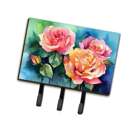 New York Roses in Watercolor Leash or Key Holder 6 in x 9 in
