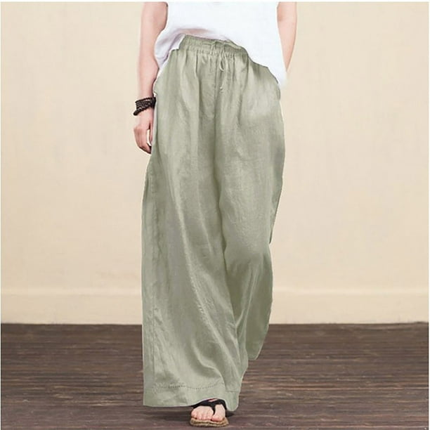 Fashion Women Pants Fashionable Loose Wide-leg Cotton And Linen